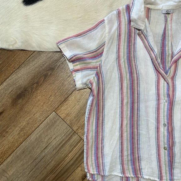 Rails Zuma Linen Blend Shirt in Havana Stripe Metallic Gold - Picture 2 of 9